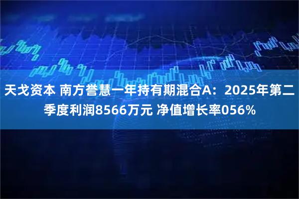天戈资本 南方誉慧一年持有期混合A：2025年第二季度利润8566万元 净值增长率056%
