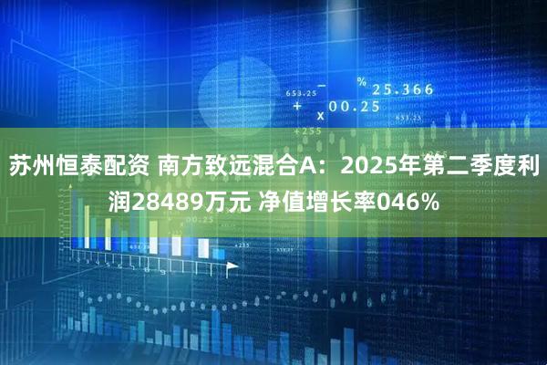 苏州恒泰配资 南方致远混合A:2025年第二季度利润28489万元 净值增长率046%